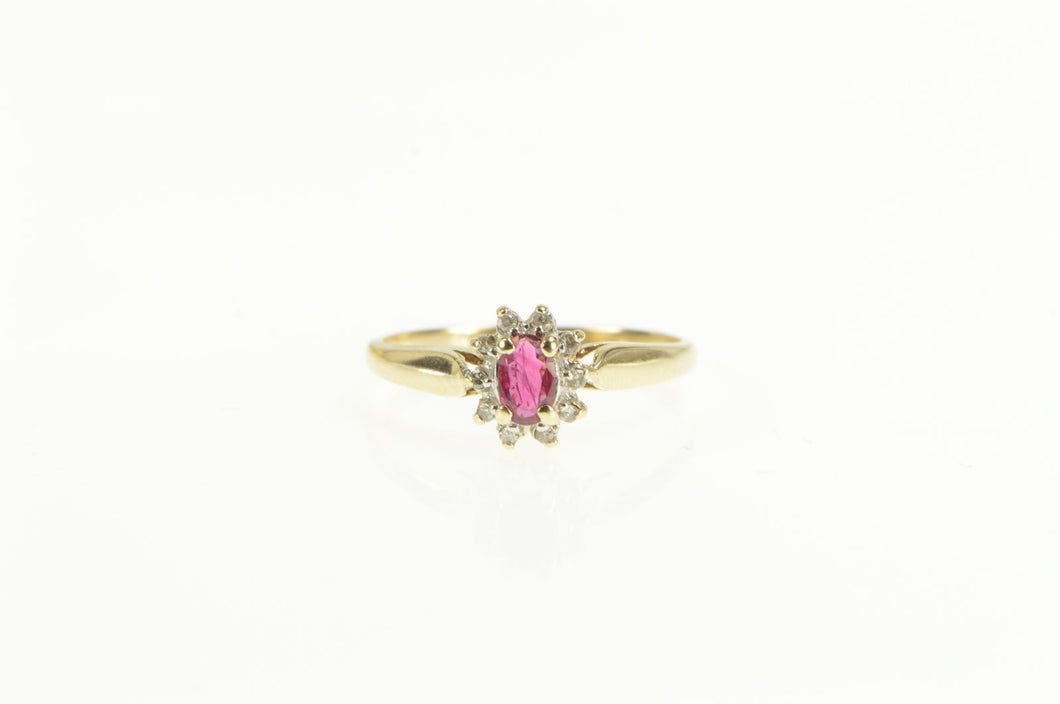 10K Marquise Ruby Diamond Halo Engagement Ring Yellow Gold