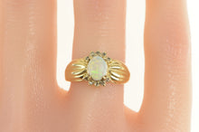 Load image into Gallery viewer, 14K Oval Natural Opal Diamond Halo Statement Ring Yellow Gold