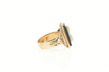 Load image into Gallery viewer, 10K Victorian Etched Onyx Carved Cameo Child&#39;s Ring Yellow Gold