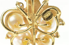 Load image into Gallery viewer, 14K Pearl Grape Cluster Diamond Accent Leaf Pendant Yellow Gold