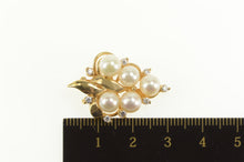 Load image into Gallery viewer, 14K Pearl Grape Cluster Diamond Accent Leaf Pendant Yellow Gold