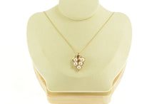 Load image into Gallery viewer, 14K Pearl Grape Cluster Diamond Accent Leaf Pendant Yellow Gold
