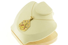 Load image into Gallery viewer, 18K Mary Magdalene Ruby Enamel Medallion Pendant Yellow Gold