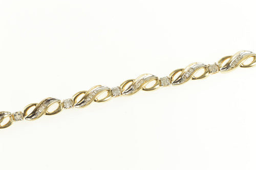 10K 1.00 Ctw Baguette Wavy Diamond Tennis Bracelet 7