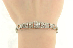 Platinum 2.39 Ctw Art Deco VS Diamond Encrusted Tennis Bracelet 7.75"