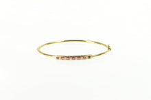 Load image into Gallery viewer, 14K 0.75 Ctw Ruby Diamond Inset Oval Bangle Bracelet 7&quot; Yellow Gold