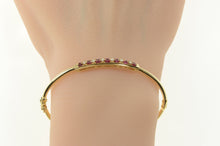 Load image into Gallery viewer, 14K 0.75 Ctw Ruby Diamond Inset Oval Bangle Bracelet 7&quot; Yellow Gold
