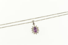Load image into Gallery viewer, 14K 0.45 Ctw Oval Purple Sapphire Diamond Halo Pendant 20&quot; White Gold