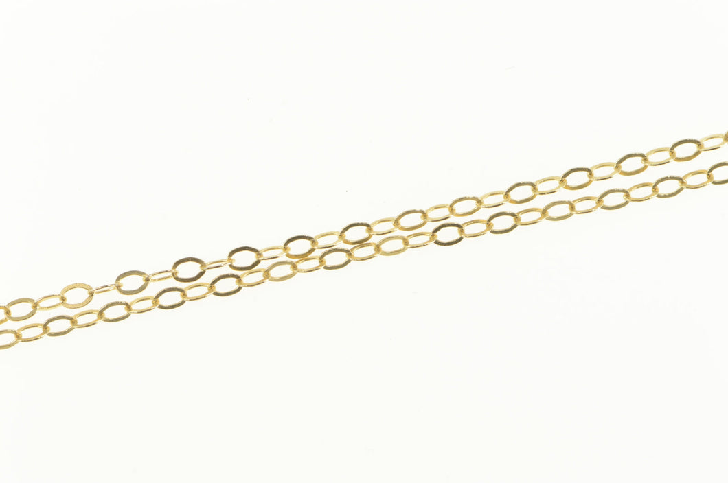 14K 1.6mm Oval Chain Flat Cable Simple Link Necklace 17.75