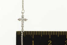 Load image into Gallery viewer, 14K Diamond Cross Christian Symbol Bolo Chain Bracelet 5-8.25&quot; White Gold
