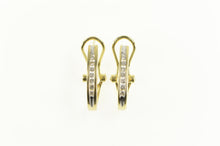 Load image into Gallery viewer, 14K 0.35 Ctw Diamond Oval Channel Statement Hoop Earrings Yellow Gold