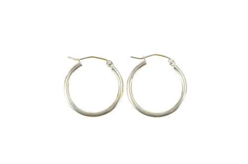14K 21.3mm Classic Rounded Fashion Hollow Hoop Earrings White Gold