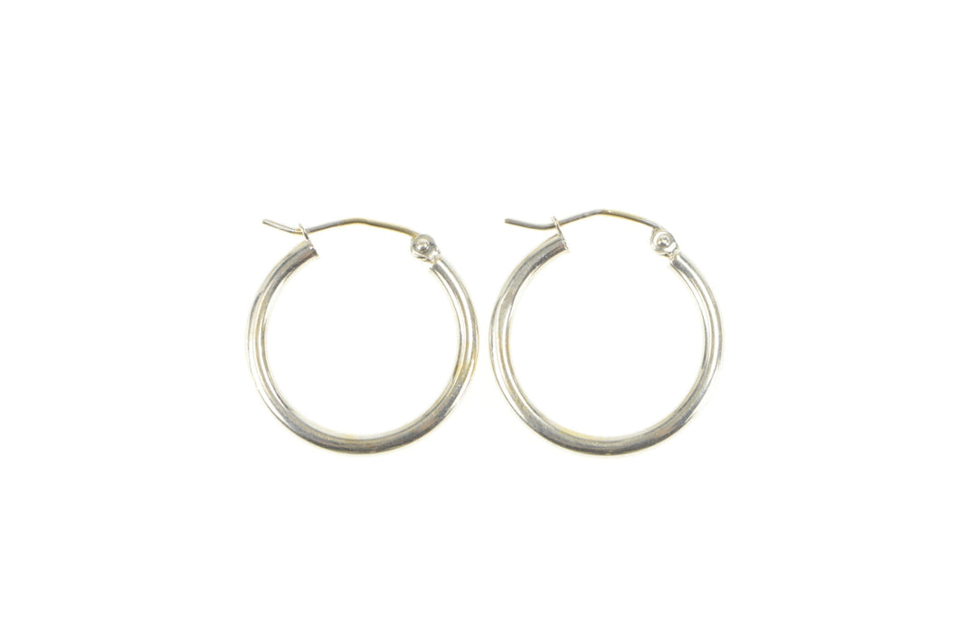 14K 21.3mm Classic Rounded Fashion Hollow Hoop Earrings White Gold