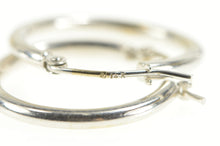 Load image into Gallery viewer, 14K 21.3mm Classic Rounded Fashion Hollow Hoop Earrings White Gold