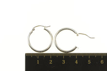 Load image into Gallery viewer, 14K 21.3mm Classic Rounded Fashion Hollow Hoop Earrings White Gold