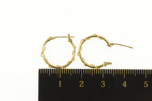 Load image into Gallery viewer, 14K Twist Rope Pattern 15.8mm Fashion Hoop Earrings Yellow Gold