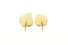 Load image into Gallery viewer, 14K Diamond Cut Leaf Nature Motif Stud Earrings Yellow Gold