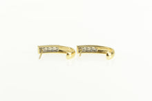 Load image into Gallery viewer, 14K Diamond Inset Squared Oval Semi Hoop Earrings Yellow Gold