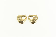 Load image into Gallery viewer, 14K Diamond Cut Puffy Curvy Heart Hoop Charm Earring Jackets Yellow Gold