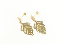 Load image into Gallery viewer, 18K Ornate Scroll Filigree Leaf Retro Dangle Earrings Yellow Gold