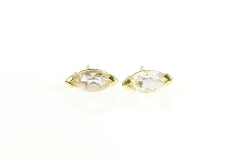 14K Marquise Cubic Zirconia Solitaire Classic Stud Earrings Yellow Gold