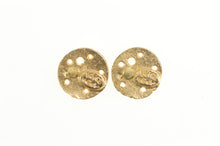 Load image into Gallery viewer, 14K Diamond Cut Sand Dollar Sea Shell Stud Earrings Yellow Gold