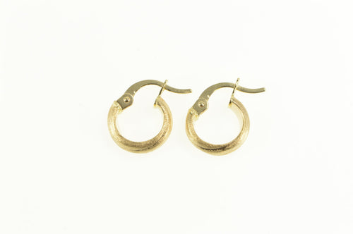 14K Textured Simple 11.8mm Huggies Hoop Earrings Yellow Gold