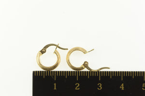 14K Textured Simple 11.8mm Huggies Hoop Earrings Yellow Gold