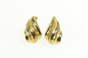 14K Retro Puffy Swirl Curvy Statement Stud Earrings Yellow Gold