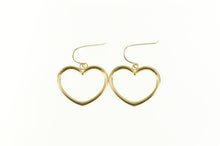 Load image into Gallery viewer, 14K Heart Puffy Dangle Charm Hook Love Symbol Earrings Yellow Gold