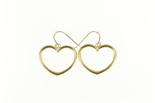 Load image into Gallery viewer, 14K Heart Puffy Dangle Charm Hook Love Symbol Earrings Yellow Gold
