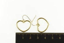 Load image into Gallery viewer, 14K Heart Puffy Dangle Charm Hook Love Symbol Earrings Yellow Gold