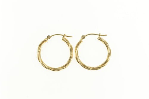 14K 20mm Classic Twist Swirl Fashion Hoop Earrings Yellow Gold