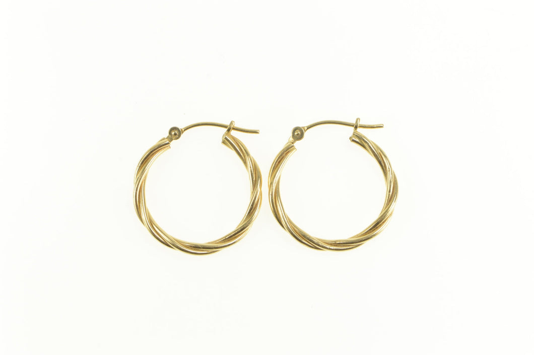 14K 20mm Classic Twist Swirl Fashion Hoop Earrings Yellow Gold