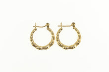 Load image into Gallery viewer, 14K Puffy Bamboo Pattern Retro Fashion Hoop Earrings Yellow Gold