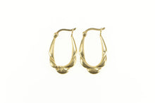 Load image into Gallery viewer, 14K Oval Puffy Classic Scalloped Hollow Hoop Earrings Yellow Gold
