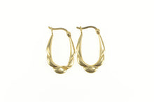 Load image into Gallery viewer, 14K Oval Puffy Classic Scalloped Hollow Hoop Earrings Yellow Gold