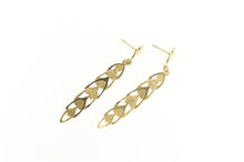Load image into Gallery viewer, 14K Textured Geometric Floral Pattern Dangle Earrings Yellow Gold