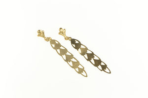 14K Textured Geometric Floral Pattern Dangle Earrings Yellow Gold