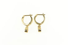 Load image into Gallery viewer, 14K Round CZ Dangle Squared Huggies Hoop Earrings Yellow Gold