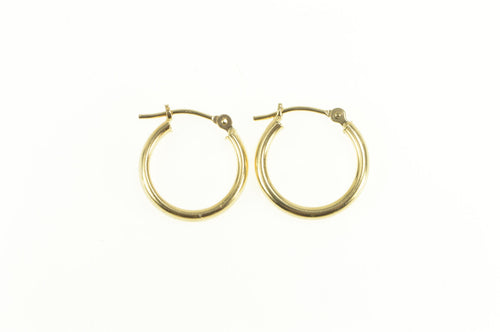 14K 15.0mm Round Simple Classic Hollow Hoop Earrings Yellow Gold