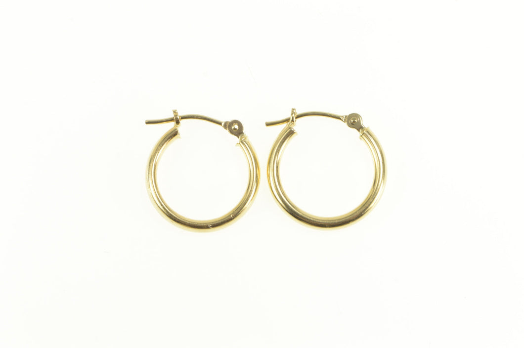 14K 15.0mm Round Simple Classic Hollow Hoop Earrings Yellow Gold