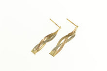 Load image into Gallery viewer, 14K Tri Tone Herringbone Braid Dangle Chain Earrings Yellow Gold