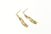 Load image into Gallery viewer, 14K Tri Tone Herringbone Braid Dangle Chain Earrings Yellow Gold