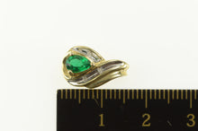 Load image into Gallery viewer, 10K Pear Syn. Emerald Diamond Accent Tear Drop Pendant Yellow Gold
