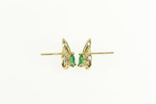 Load image into Gallery viewer, 10K Pear Syn. Emerald Diamond Tear Drop Stud Earrings Yellow Gold