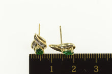 Load image into Gallery viewer, 10K Pear Syn. Emerald Diamond Tear Drop Stud Earrings Yellow Gold