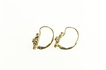 Load image into Gallery viewer, 14K Ornate Garnet Squared Cluster Lever Back Earrings Yellow Gold