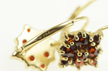 Load image into Gallery viewer, 14K Ornate Garnet Squared Cluster Lever Back Earrings Yellow Gold