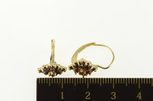 Load image into Gallery viewer, 14K Ornate Garnet Squared Cluster Lever Back Earrings Yellow Gold